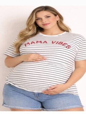 Isabel Ingrid/Isabel Stripes Pull Over Maternity MAMA VIBES Graphic Tee Size XL